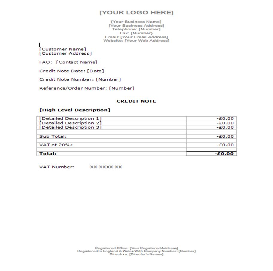 FundInvoice  Examples Of Invoices And Credit Note Templates Intended For Credit Note Template Doc