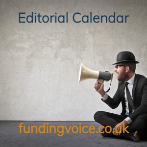 Editorial calendar for FundingVoice magazine.