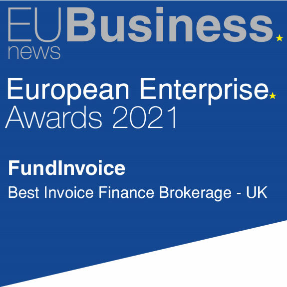 FundInvoice winners of Best Invoice Finance Brokerage - UK at the European Enterprise Awards 2021.