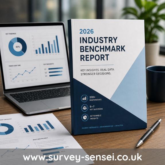 Example of how structured survey data can be turned into a benchmark report for lead generation and PR