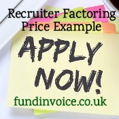 A factoring price example for a temp staff agency in recruitment.