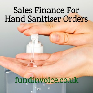 Sales finance for large orders of hand sanitiser gel due to coronavirus.