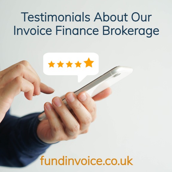 Testimonials from clients about our invoice finance brokerage FundInvoice.